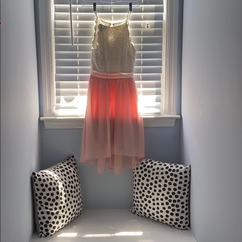 A dress with a lace top.